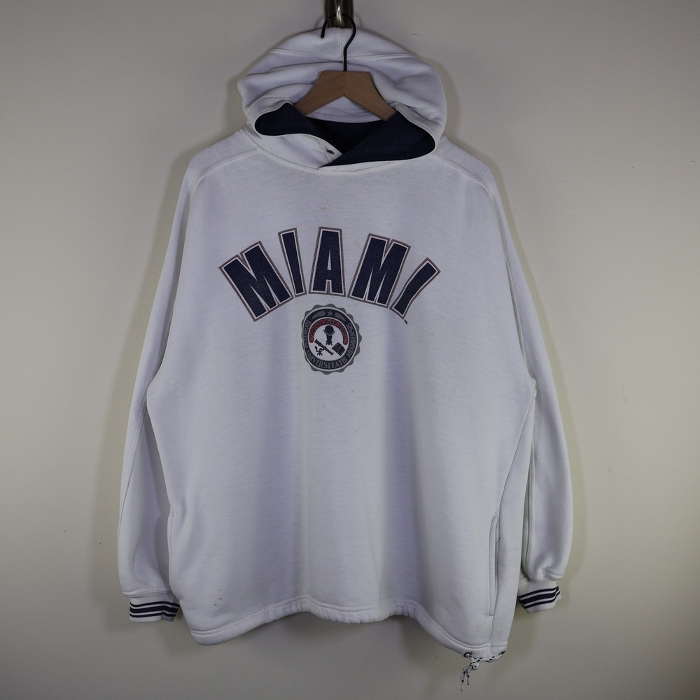 Vintage 90s Miami University Hoodie Size XL White Oversized Retro